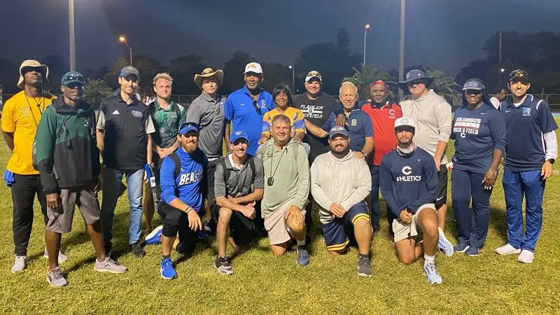 Coaches group at North Florida South Florida High School Track & Field Challenge on March 11th, 2022.