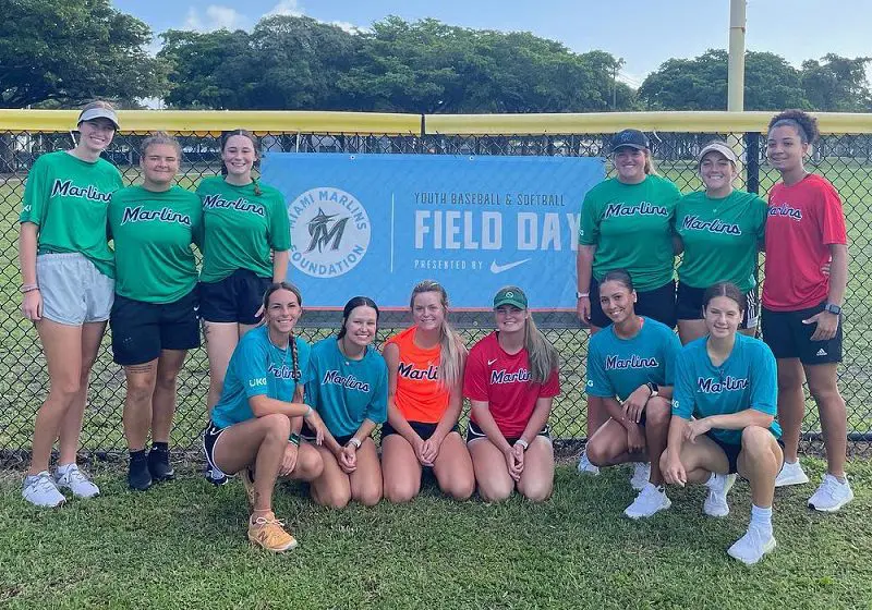 FNU student-athletes volunteering at Miami Marlins Youth Academy Field Day 2.