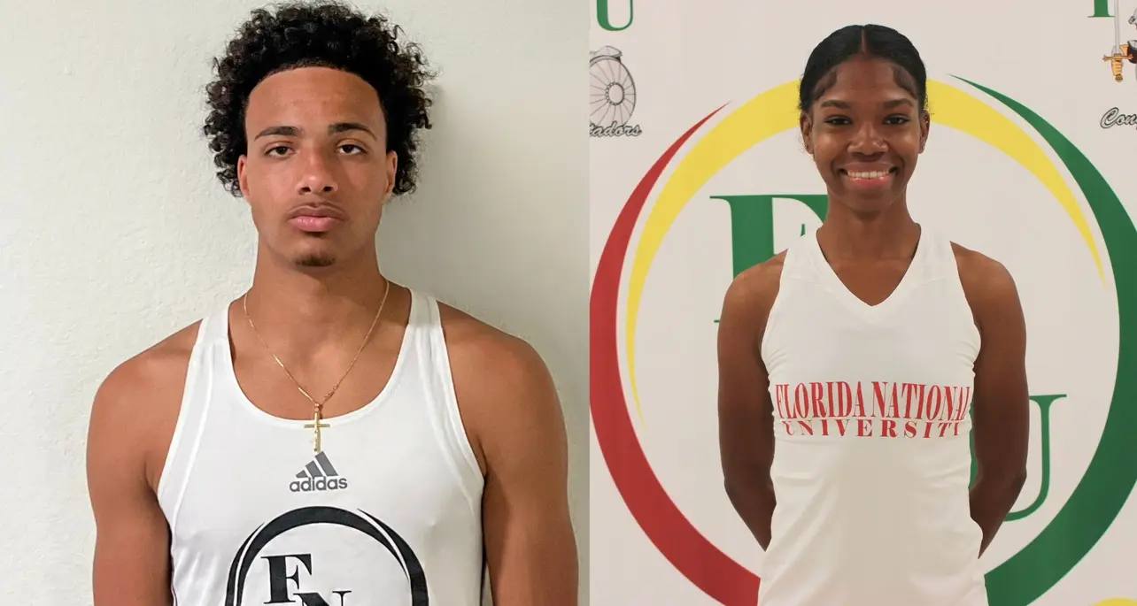 FNU track and field athletes Ivan Rodriguez and Joelle Baptiste.