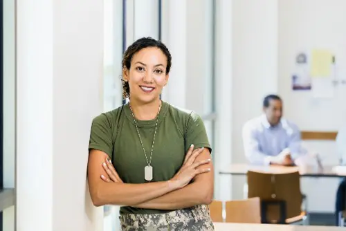 header image of military soldier in classroom