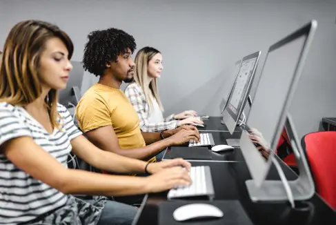 three nursing students taking the nclex-rn exam