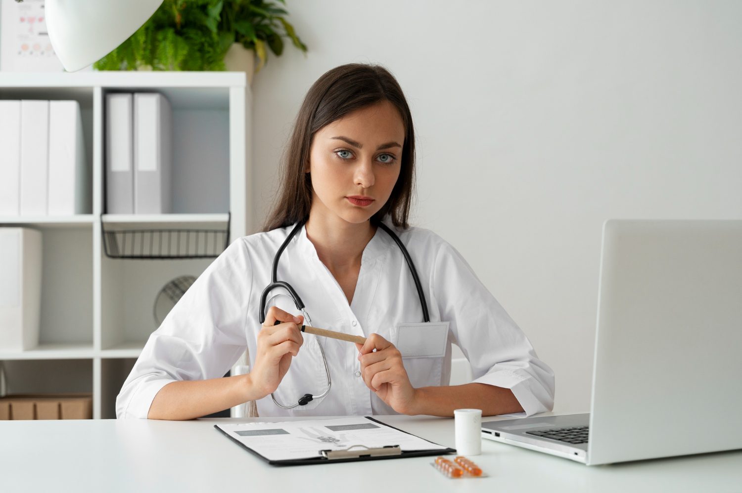 Nurse with computer